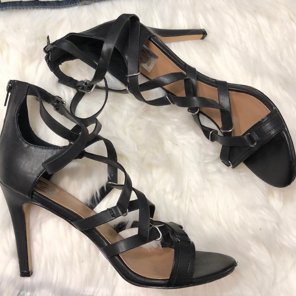 Dolce Vita Black leather heels sz 10 ankle strap - Picture 5 of 7